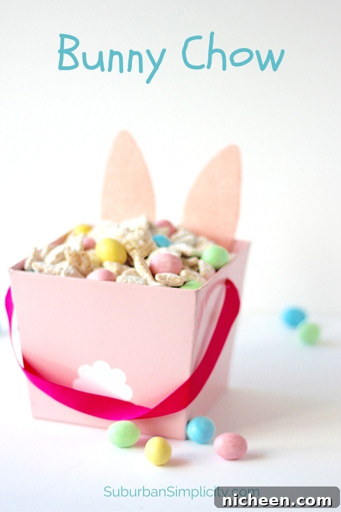 Turn Muddy Buddies into an Easter Treat - Bunny Chow! This tasty snack idea is good for parties or just snacking. Careful - it’s gone in a flash!