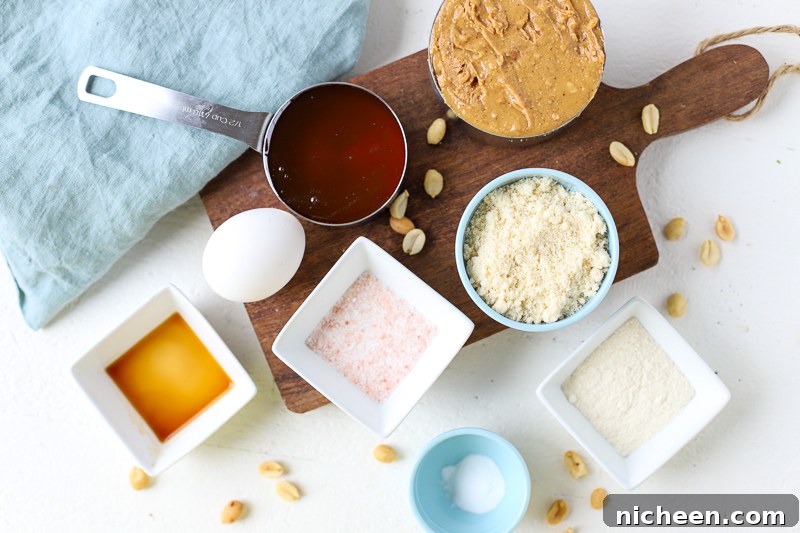 Ingredients for flourless peanut butter cookies