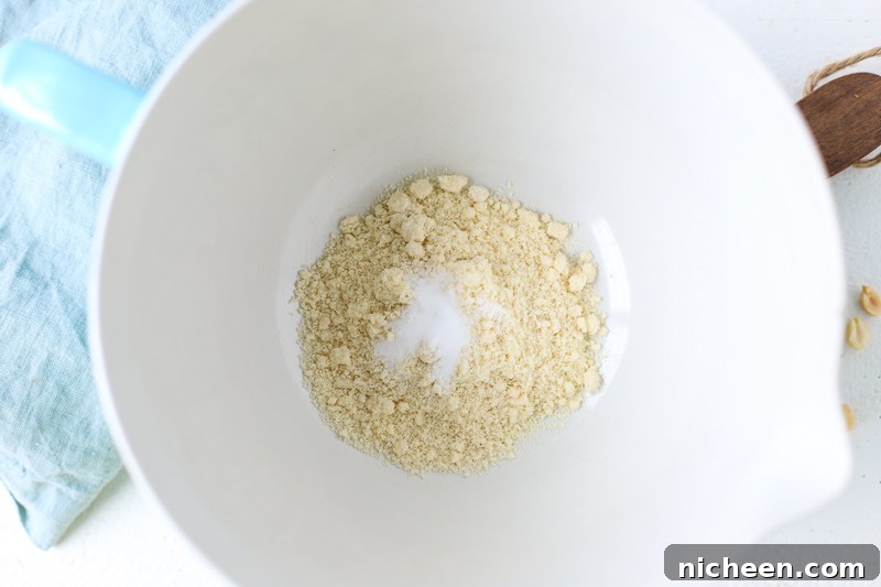dry ingredients for flourless peanut butter cookies