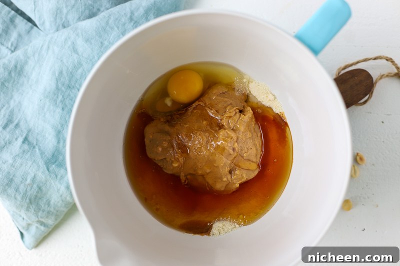 ingredients for peanut butter cookies in a bowl