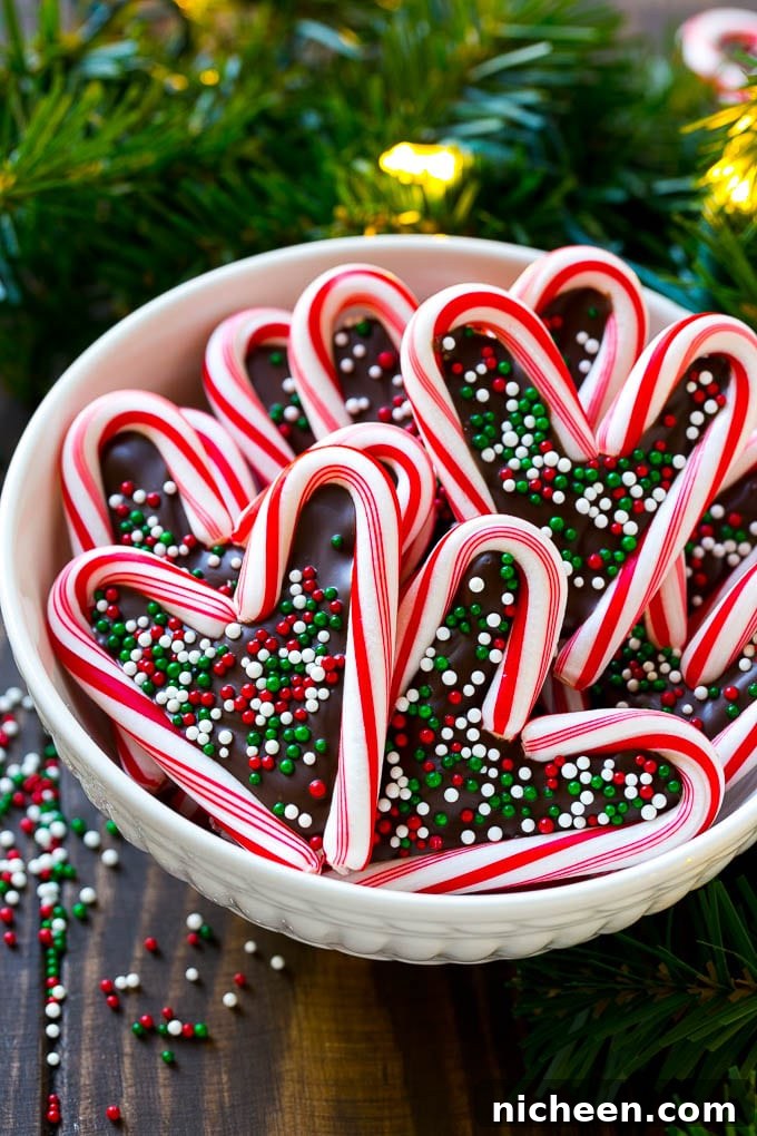 A close up of candy cane hearts